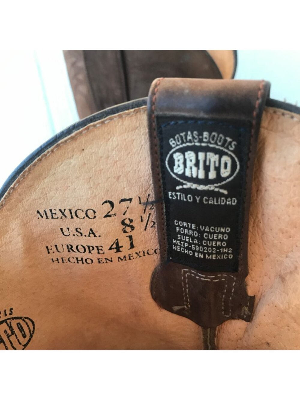 Brito Vaquero Mens Brown Nubuck Leather Cowboy Western Boots 8.5 - Picture 4 of 13